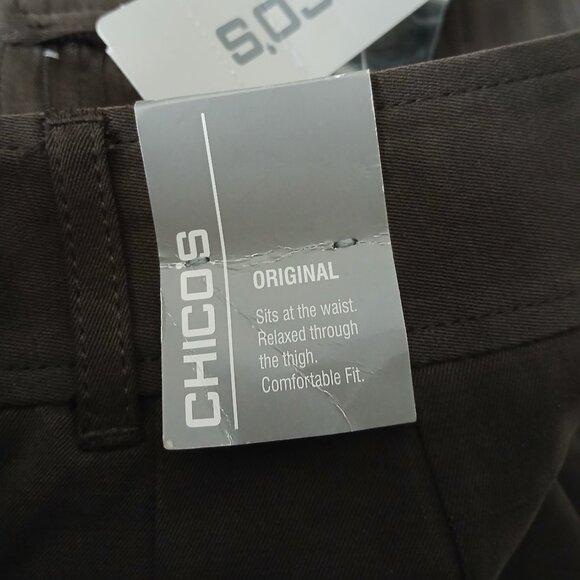 NWT Chico's Silk Linen Blend Pants Size 1 US 8 Carrollton Marvita Fudge Brown - Picture 9 of 10